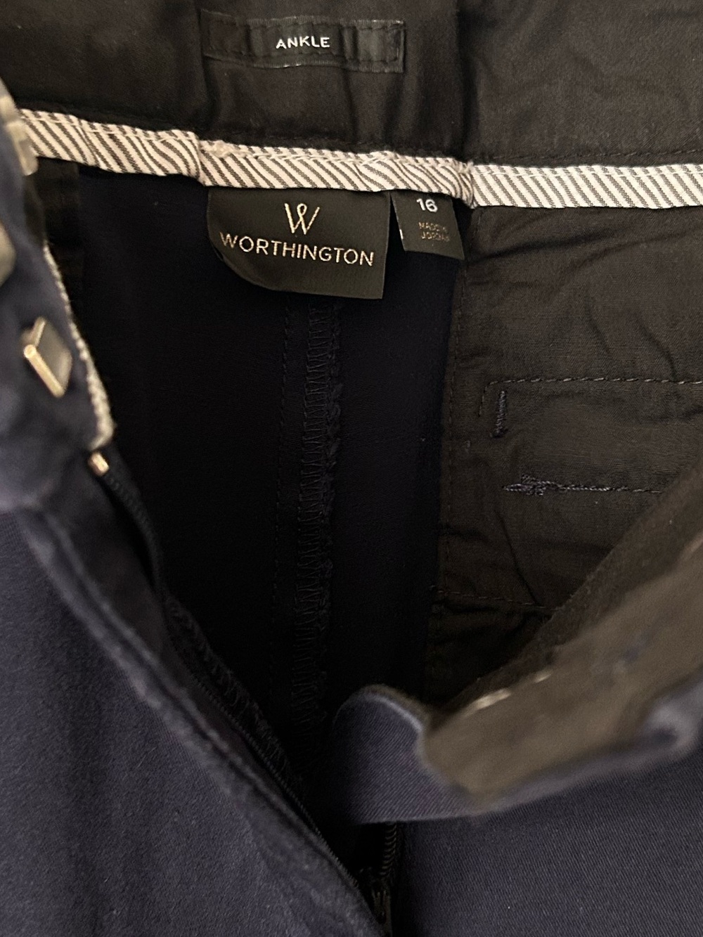 Worthington Dark Navy Ankle-Length Straight Pants - Picture 7 of 9
